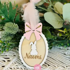 Personalized Engraved Bunny Name Tag – Custom Easter Basket Charm