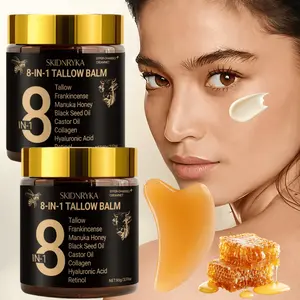 8-in-1 Honey & Beef Tallow Balm (with gua sha board), moisturizing cream, refreshing moisturizer, suitable for all skin types, long-lasting hydration, beef tallow and honey formula, improves firmness, women’s beauty skincare