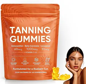 2026 New Skin Tanning Gummies for Women, Astaxanthin, Beta Carotene & Lycopene Blend with Vitamins C & E, Radiant Healthy Skin, Sour Watermelon Flavor, Vegan & Sugar-Free, 60 Count.