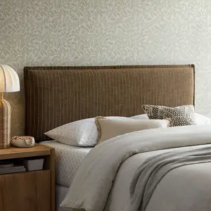 Camille Striped Linen Blend Queen Size Headboard in Earth Stripe