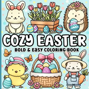 Easter Coloring Book: Bold and Easy for Adults, Seniors, Teens and Kids (Easter Basket Stuffers and Gift Ideas for Kids)