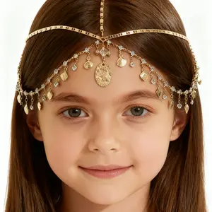 Ladies' Luxurious Bridal Head Chain, Fashionable Bohemian Hair Jewelry For Wedding Tiaras Gold Head Piece Head Pieces Jewelry, School Stuff, Jewellery For girls