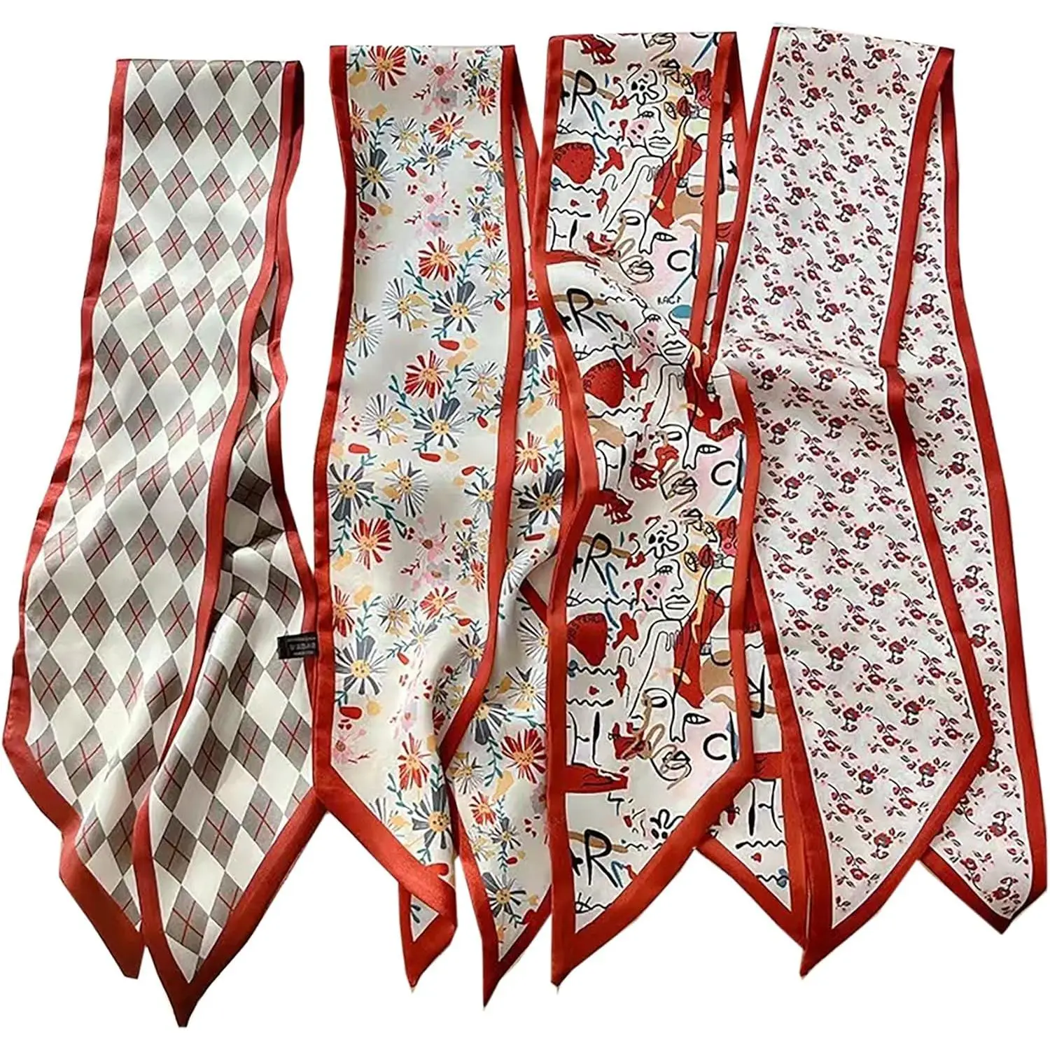 4 Pack Purse Scarf Bags for Women Handbag Scarfs Band Lightweight Skinny Hair  Accessories Fashion Gifts
