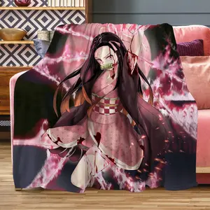 Demon Slayer Soft Anime Throw Blanket, Durable Manga Flannel Blanket Comfortable Throws for Couch Sofa Chair Bed Home Cars Office(60"*50")