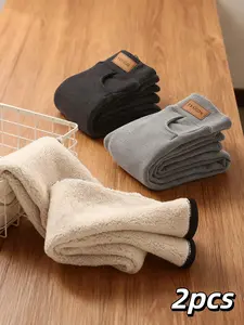 Two-piece women's fleece pants, black and grey fleece pants, high-waisted fleece leggings, fitness yoga and home casual fleece pants, thick and warm long pants