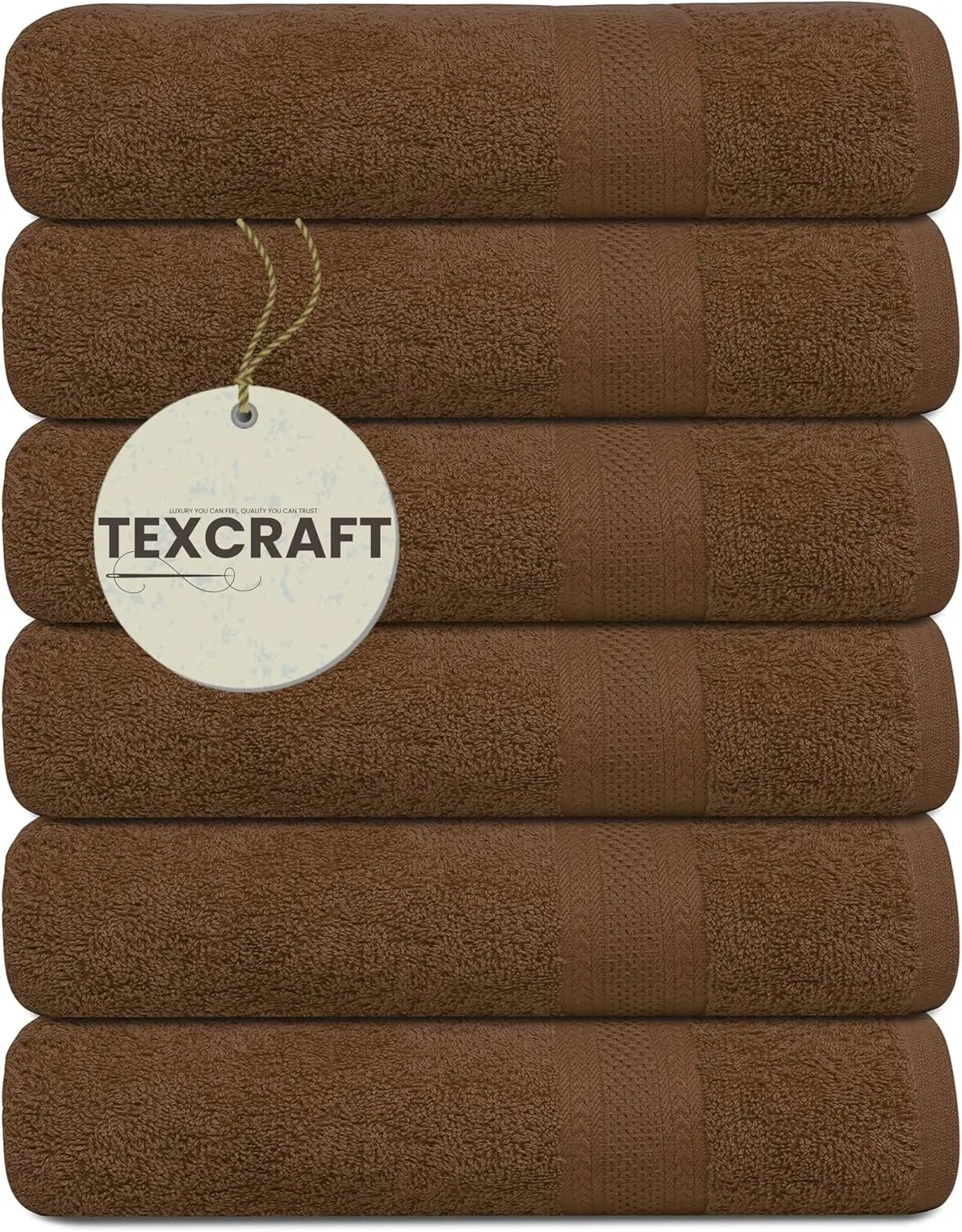 TEXCRAFT Medium Size Bath Towels Set of 6 – 100% Cotton Terry – 24" x 48" – Quick Dry, Soft & Highly Absorbent – Grey Towels for Bathroom, Gym, Spa, Pool & Daily Use