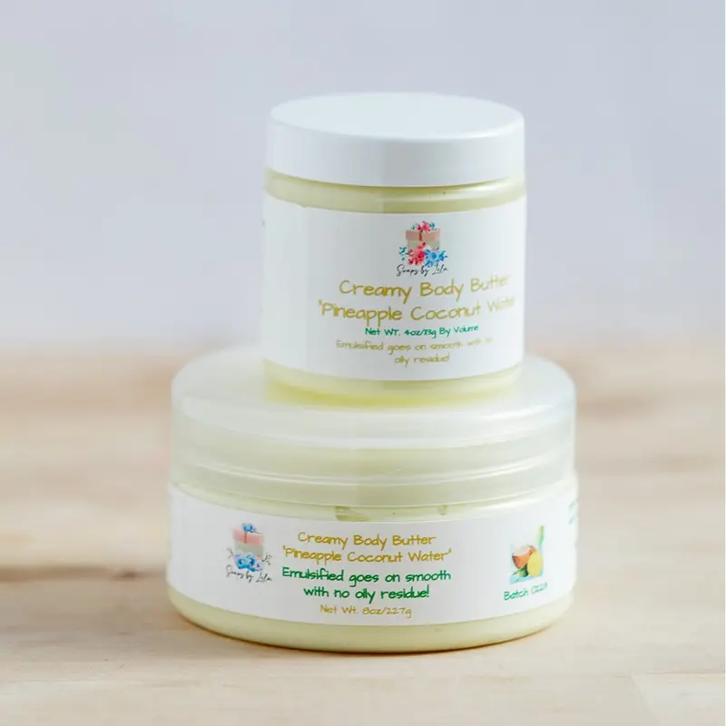 SOAPS BY LELA Creamy Body Butter - Lightweight, Non-Greasy Herbal Moisturizer with Shea, Kokum, Apricot Oil, Meadowfoam Oil, Pumpkin Pineapple Clove Infusion, Lavender, Avocado, Floral Blend for Skin Repair & Radiant Soft Skin