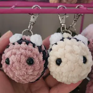 crocheted chubby bee Keychain Plushie