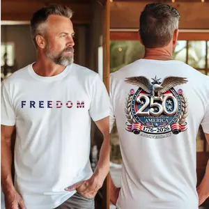 Graphic tee Freedom 250th Anniversary Shirt, USA 250 Years Independence Apparel, 1776–2026 America Anniversary, Patriotic Freedom - LORA ATCHER destroyer Eat Sleep Goon Repeat T-Shirt Anime Cotton Short Sleeve Tshirt vintage design basketball fan shirt