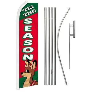 Large Polyester Flag & Steel-Aluminium Interlock Pole Kit - Unique Art Banner for Home Holiday Decor