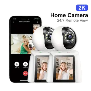 2PCS Baby/Pet Monitor with 2.8" Screen, 2K Home Security Camera, 360° Auto Tracking, 2-Way Audio, AI Siren, Night Vision, App Remote Control for Home/Elder (Phones & Electronics Security Camera System camera security camara de seguridad