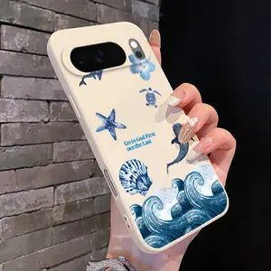 Rounded Edge Phone Case for Google Pixel 10 9 XL 8 7 Pro A Oceanic Reverie Pattern Pocket-Friendly Shockproof Liquid Silicone Protective Soft Smartphone Casing
