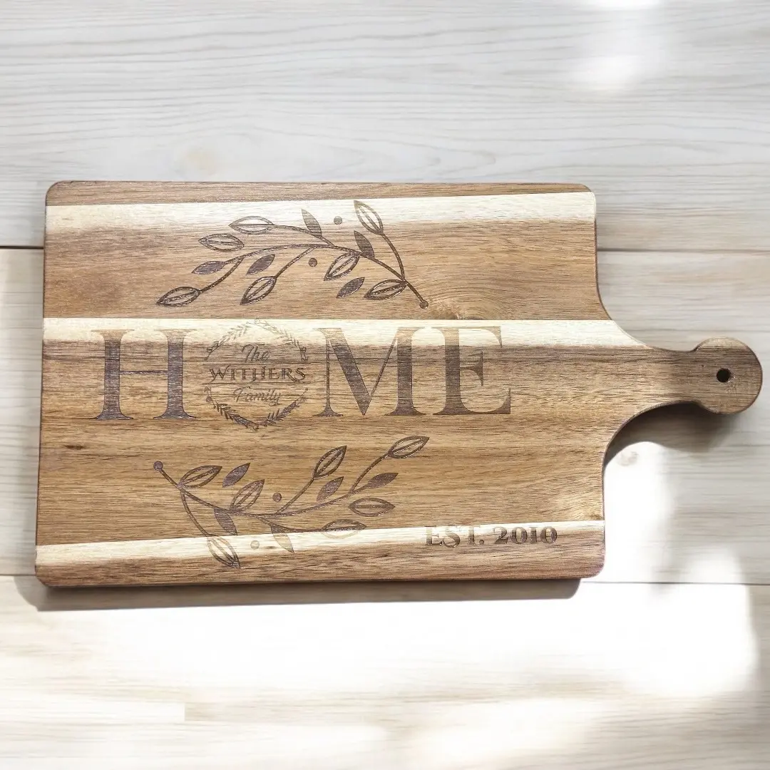 Custom Engraved Acacia Cutting Board - Personalized Gift for Kitchen - Chopping