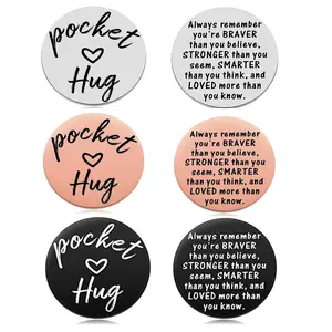 Stainless Steel Pocket Hug Token Set, Long Distance Relationship Gift, Personalized Gifts, Inspirational Dual-Sided Personalized Present for Best Friends Graduation