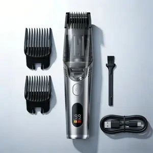 Vacuum Mustache Trimmer for MenCordless Barber Shaving Machine, Built-in Vacuum Trimmer, IPX7 Waterproof,Comfort face 2in1 Electric Razor for Mustache, Sideburns, Facial Hair, Rechargeable,2 Comb for  Father's Day,Valentines boyfriend