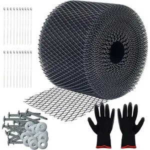Gutter Guards 6 Inchx100Feet,Leaf Filter Gutter Protection Roll with Installation Screws and Stainless Steel Ties Gloves,Heavy Duty Leaf Filter, Easy Install, Does Not Rust (6in-B)