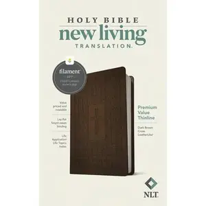 USED-NLT Premium Value Thinline Bible, Filament Enabled (Leatherlike, Dark Brown Cross) by New Living Translation (Imitation Leather)