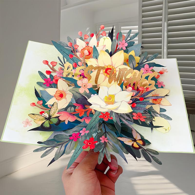 Butterflies Flower in Nature Pop Up Card - 3D Butterfly Card for Mother,Wife, Husband, Girlfriend, Mom, Dad, Mother, Father (Birthday Card, Get Well, Thank You, Anniversary)