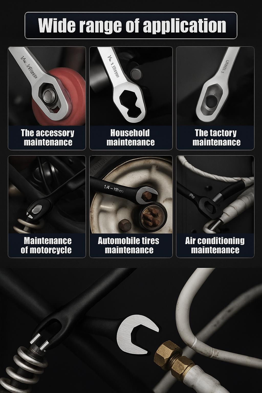 Universal Car Torx Wrench,8-24mm Self-tightening Wrench,Double-head Torx Spanner,Non-Slip Multi-function Wrench for Most Nuts & Bolts Repair,Professional Car Assembly & Disassembly Tool