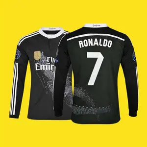 14 15 Third Away Black 7# Cristiano Ronaldo Long Sleeve Soccer Jersey Fans Version