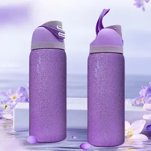 Diamond Purple Water bottle 32oz, 945ML, freesip,with straw,heat preservation time more than 24 hours, cold and hot water can be insulated, can make coffee, frozen drinks, , exquisite workmanship, suitable for camping, work, indoor and Outdoor use.