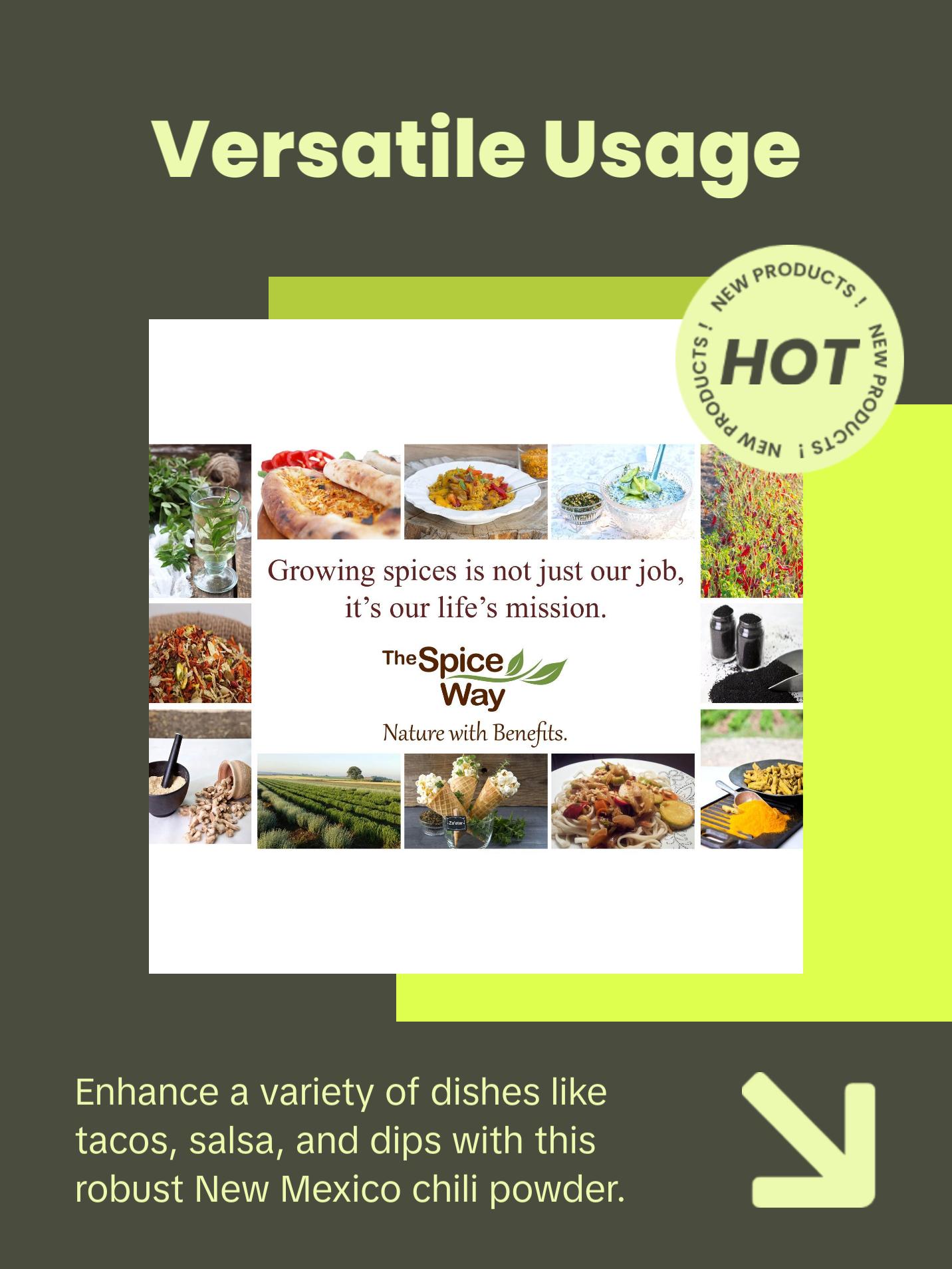 The Spice Way New Mexico Chili Powder - Pure & Premium Cayenne Pepper Seasoning - Oil Free Non-GMO