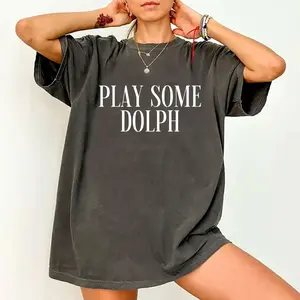 Comfort Colors Play Some Dolph Tee, Funny T-Shirt, Women Print Short Sleeve Shirts, Casual Cotton Tee Womenswear Basic Top
