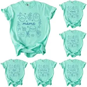 [CHALKY MINT] Comfort Colors Custom Floral Mama T-Shirt, Floral Grandma Shirt, Personalized Mothers Day Gift, Mama Nana Auntie Mimi Gigi Nanny Lala Shirt