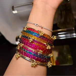 Dark Multicolor Kashmiri Bangles - Vibrant Colors & Traditional Design for Women's Jewelry