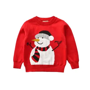 Kids Toddler Baby Girl Boy Christmas Sweater Cotton Knit Crewneck Pullover Sweatshirt Tops Warm Fall Winter Clothes
