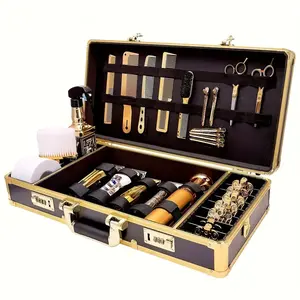 Golden Makeup Tools Stainless Steel Storage Case Hairdressing Tools Storage Case Large Capacity