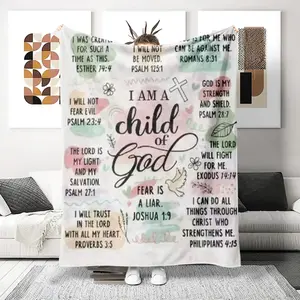 Religious Faith Theme Flannel Printed Blanket, Home Decor Sofa Cover, Camping Nap Office Warm Blanket, Multi-Purpose Blanket