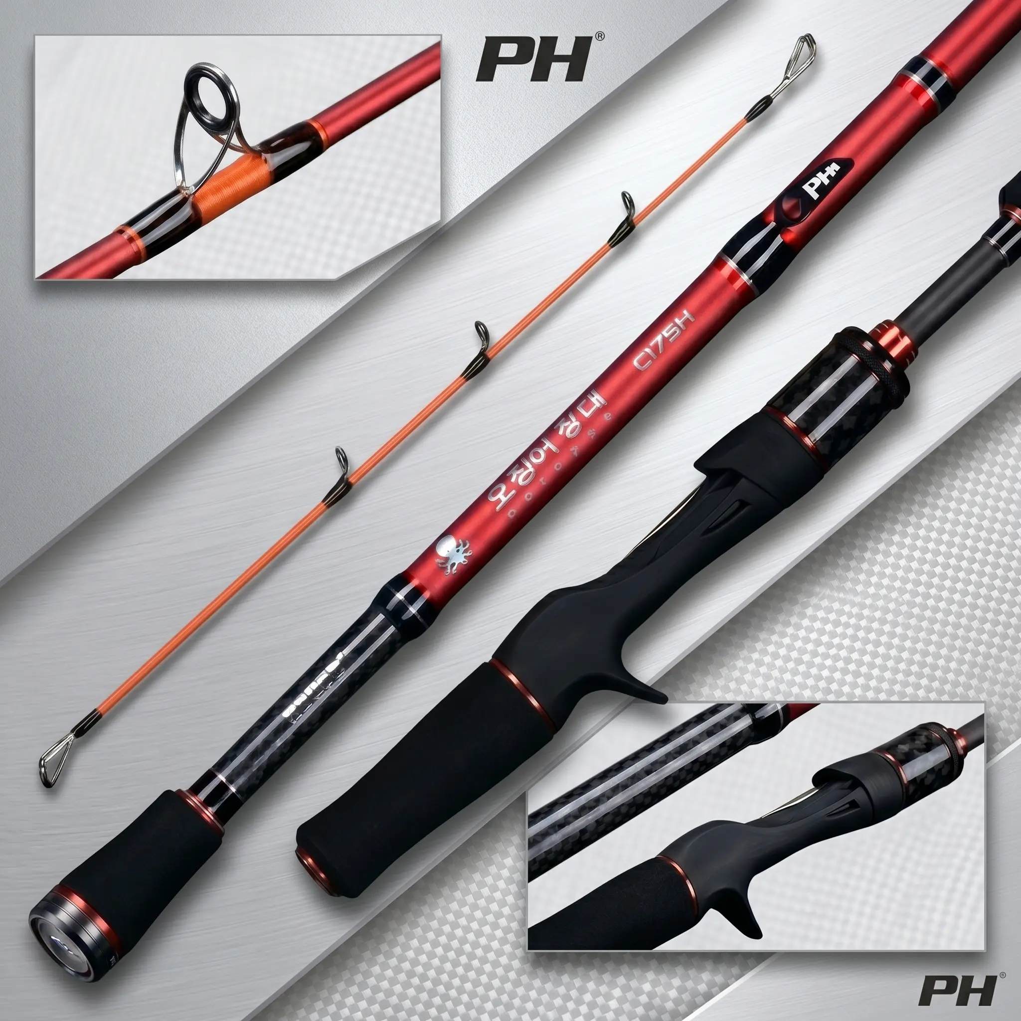 1.75m High Carbon Saltwater Single Fishing Rod - T1000 Carbon Fiber Squid & Octopus Trolling Rod, Titanium Tip, M-H Power, 20-120g Lure Weight, Heavy Duty Heavy Casting Durable Fishing Gear, High Carbon Rod