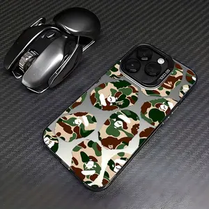 Matte Camo Ape Head Anti-Drop Phone Case For iPhone 13 To 17 Pro Max Trendy Street Style For Men