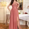 Miusol 55815A Women's Elegant Sparkly Glitter V-Neck Sequin Sexy High Slit Formal Wear Bridesmaid Long Gown with Zip - for Proms,Weddings,Galas Formal Events, Party, Formal Dresses For Women