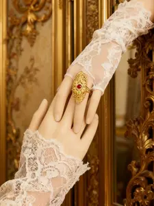 Elegant Gemstone Ring for Women, Large Size Casual Floral Design, High-Quality Jewelry for Fall & Winter