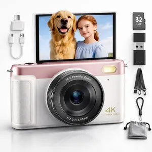 4K Digital Camera for Photography, Compact Point and Shoot Camera 75MP Autofocus Vlogging Camera with WiFi, 3" 180? Flip Screen, 16X Zoom Anti-Shake, 32GB SD 2  for Beginners, Teens