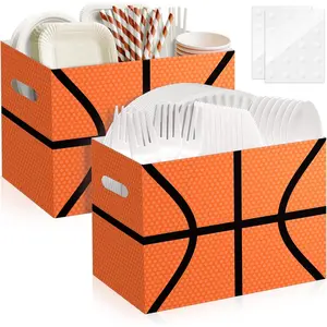 2 count Basketball Utensil Holder Paper Utensil  for Basketball Party Decorations Disposable Cutlery Holder with Handles for  Birthday Party Supplies Boys Party Favors Cutlery