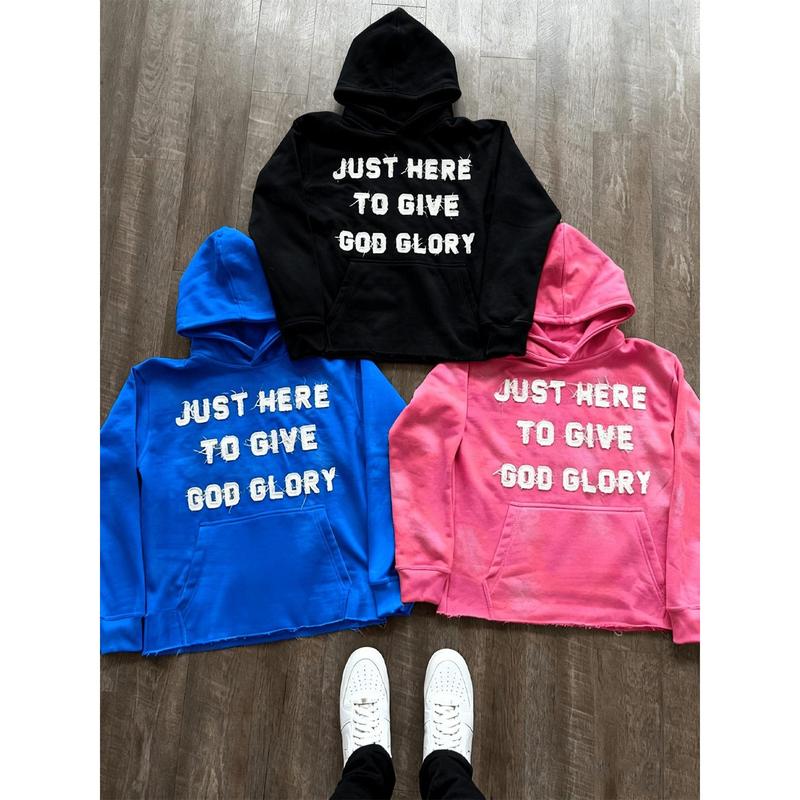 Y2k Oversized Graphic Hoodies Just Here To Give God Glory Funny Hoodies For Men Women Daily outfit