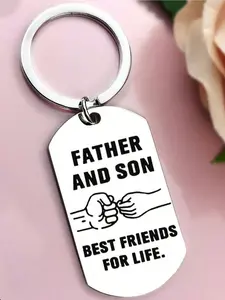 Fashion Letter Pattern Slogan Keychain, Stainless Steel Keychain for Men & Women, Trendy All-match & Exquisite Keychain for Birthday Gift