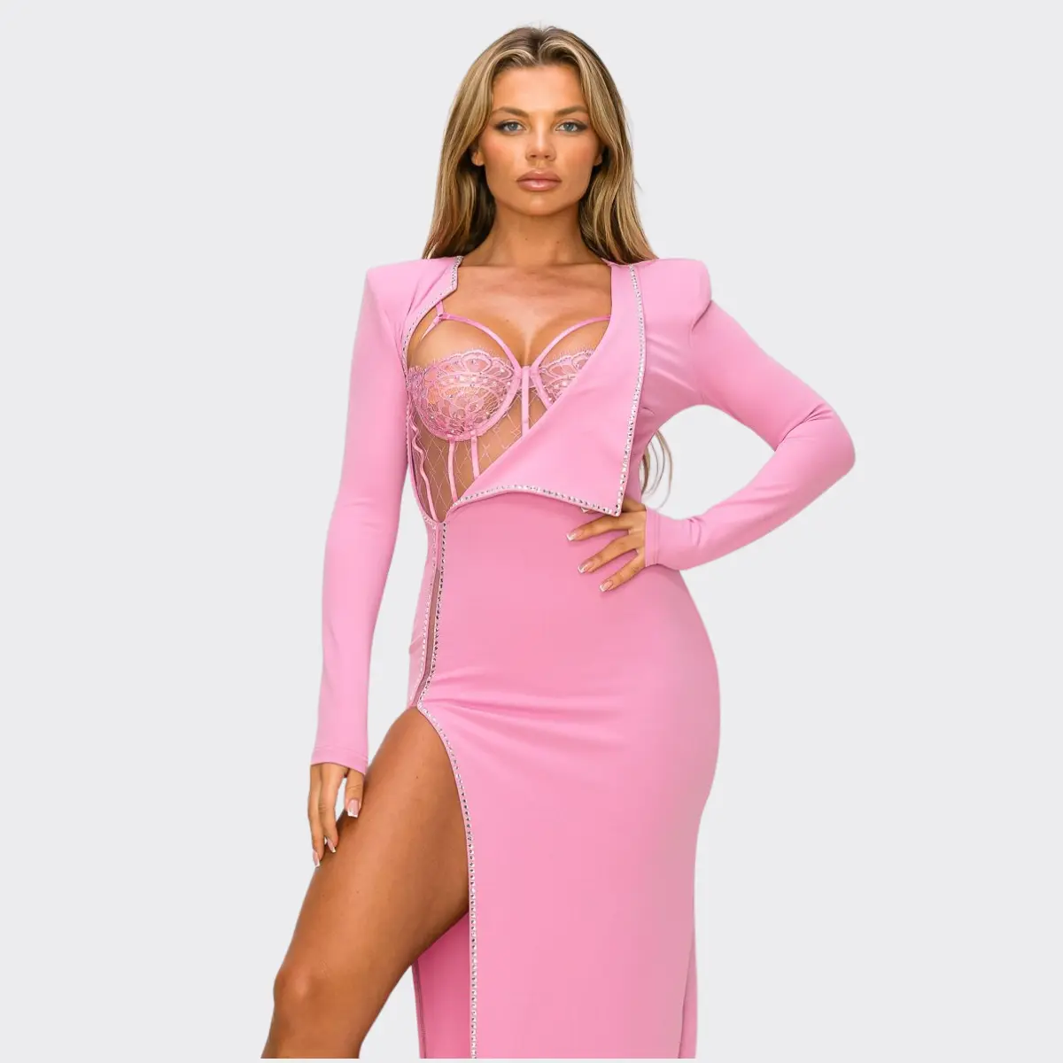 2 PCS women's sexy maxi dress with lace bodysuit Formal Spandex concert  outfits - TikTok Shop