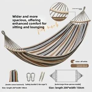 Outdoor Hammock Swing Chair for Kids Thickened Anti-Rollover Striped Coffee Hammock Bed with Netting for Picnic Camping Travel Garden Playground Oversized Design for Toddlers Boys Girls