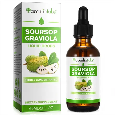ACENTIALLABS Soursop Graviola Liquid Drops, Soursop Leaf Extract for Cell Support & Regeneration, Immune Boost, Liver and Promotes Digestive Health Soursop Bitters Vegan, Supplement Vitamin, Gluten-Free 2 Fl oz