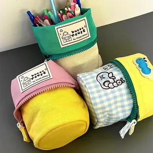 Large Capacity Creative Pencil Case, Cute Cartoon Dual Color Vertical Flip Pencil Bag, Student School Supplies Storage Bag, Gift for Kids, Stationery