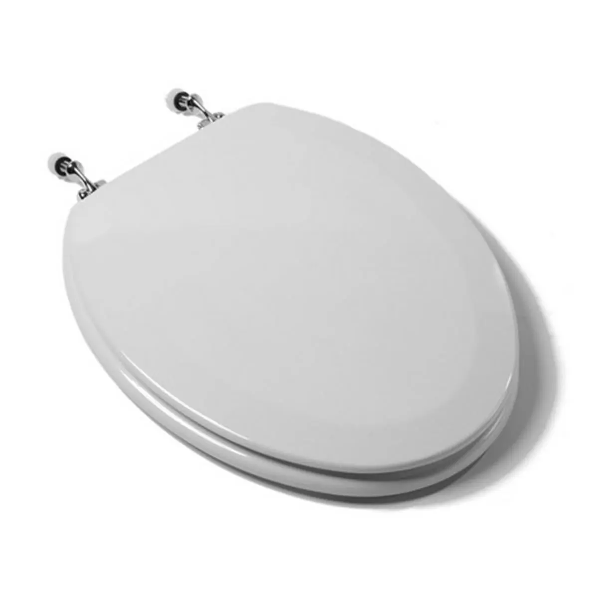 Premium Molded Elongated Wood Toilet Seat with Chrome Metal Hinges, White