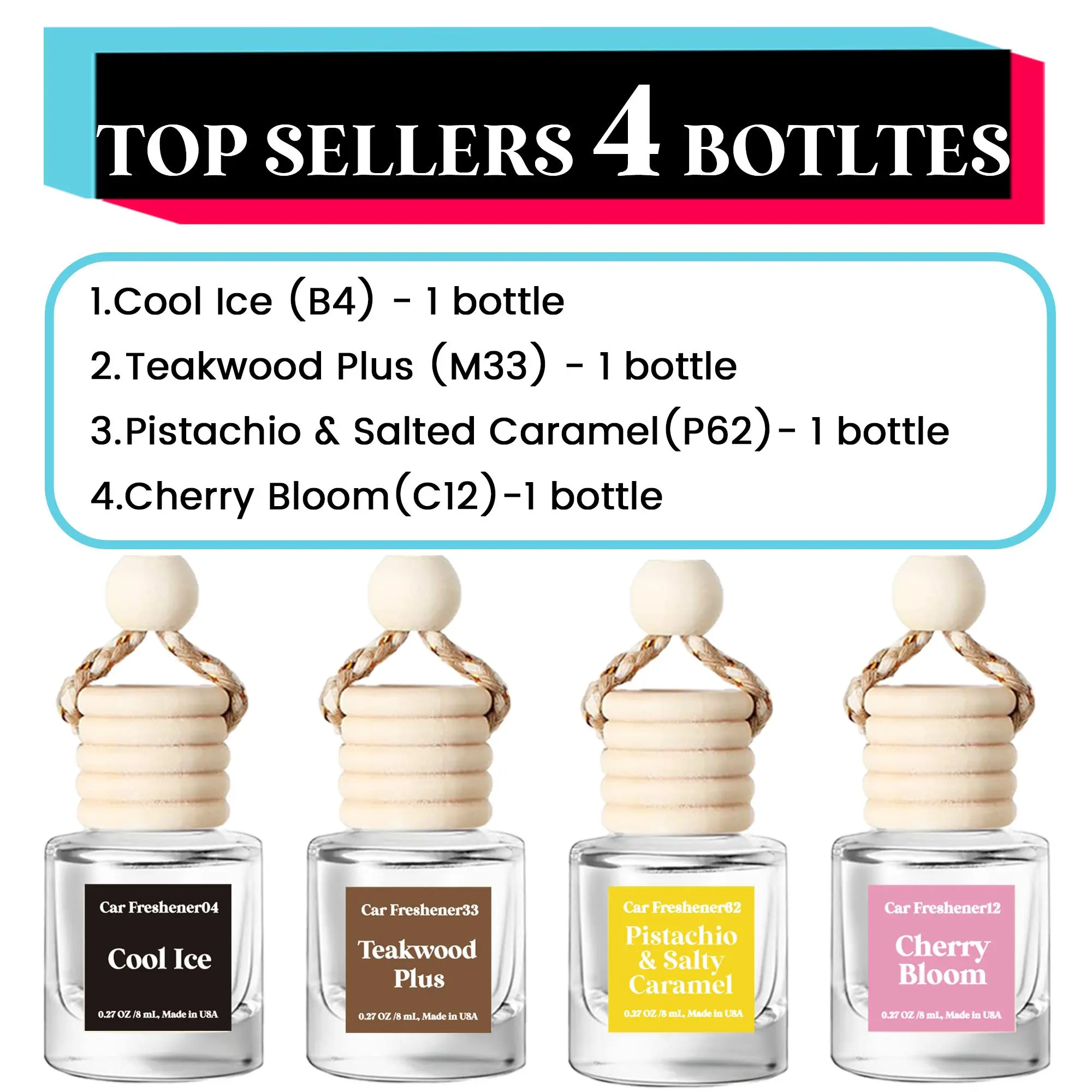 Top sellers:B4,M33,P62,C12(4 bottles)