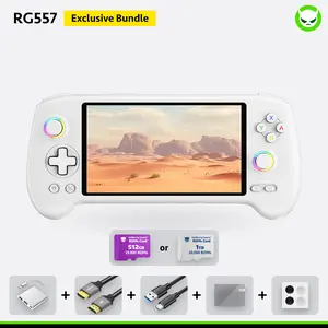 Anbernic RG557 Handheld Game Console【Buy 1 Get 1 HDMI Cable(8K)+1 Multi-Port Adapter+1 Type-C Cable+Joystick Cap*2 Pairs 】 Android 14 AMOLED Touch Screen 1080*1920 Dimensity 8300 Processor Octa-core CPU Six-axis Gyroscope Sensor Ready to Play Gift Package