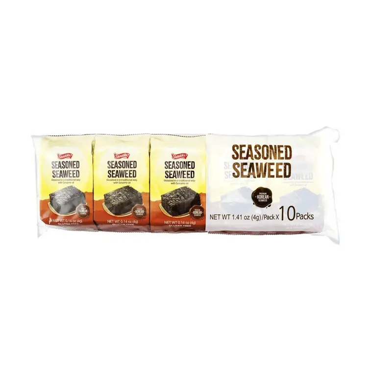 SHIRAKIKU Roasted Seaweed - 10 Packs 0.14oz Snack Savory Crispy Authentic Japanese Taste Low-Calorie Versatile Snack