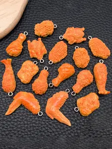 16pcs Realistic Food Pendants Resin Fast Food Series Fried Chicken Wings Legs Charms DIY Necklace Keychain Jewelry Making Supplies