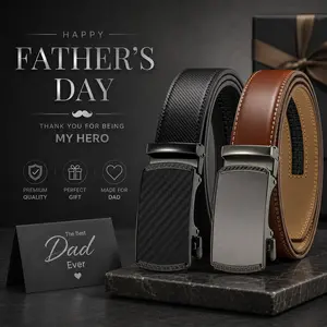Leather Ratchet Belt Men 2 Pack Customizable Fit Effortless Style 35mm Adjustable Buckle Belts for Everyday Wear